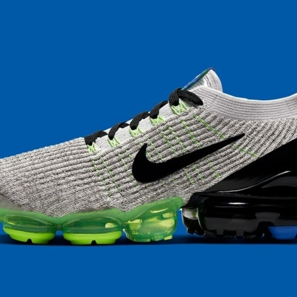 Size 9.5 - Nike Air VaporMax Flyknit 3 Vast Grey Neon Green
